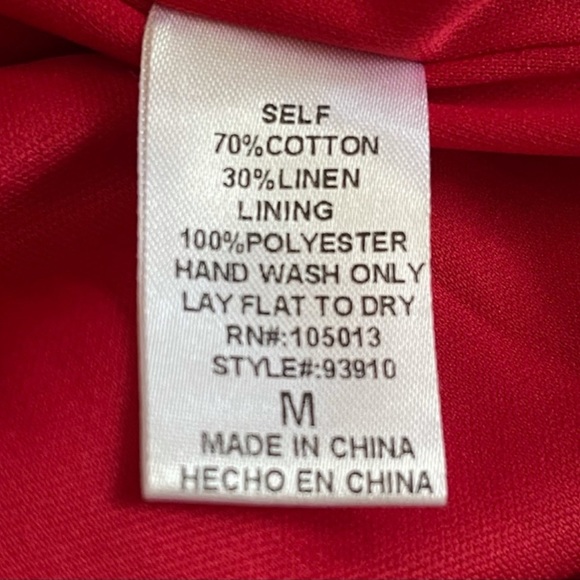 Andree Embroidered Floral Linen Blend Shift Dress M Red - Picture 11 of 11